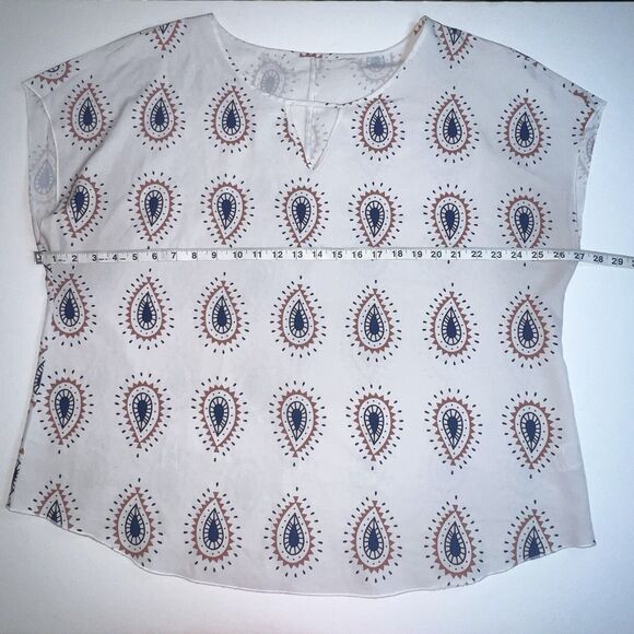 SHEIN Blouse Women 2X Peacock Boho Western Top Coastal Cowgirl Shirt Cowl Sleeve - Picture 9 of 11